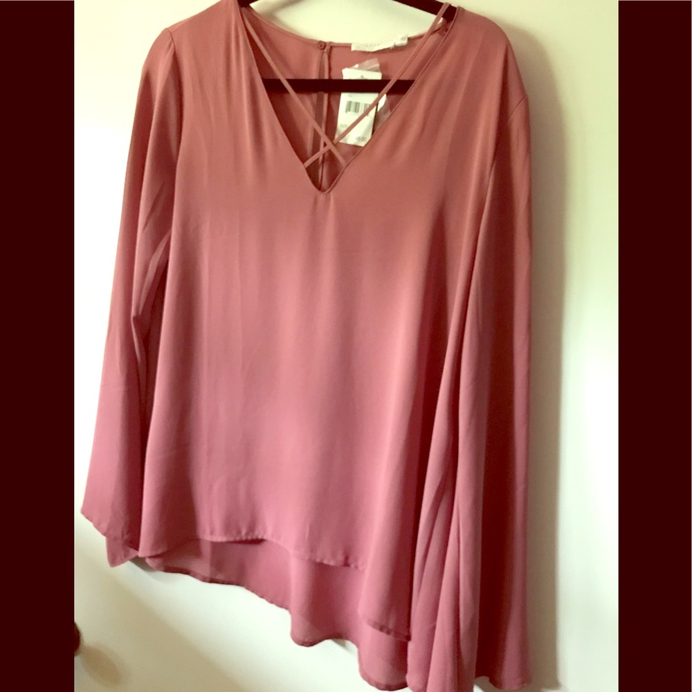 Lush blush long sleeve blouse